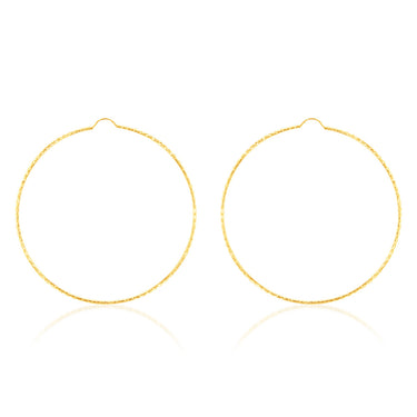 9ct Yellow Gold 60mm Diamond Cut Hoop Earrings