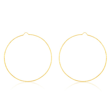 9ct Yellow Gold 70mm Diamond Cut Hoop Earrings