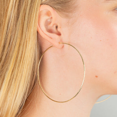 9ct Yellow Gold 70mm Diamond Cut Hoop Earrings