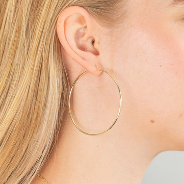 9ct Yellow Gold 50mm Plain Hoop Earrings