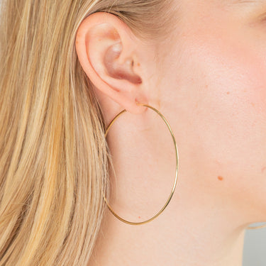 9ct Yellow Gold 60mm Plain Hoop Earrings
