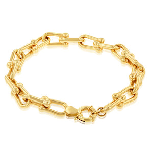 9ct Yellow Gold Chunky Links Boltring 19cm Bracelet