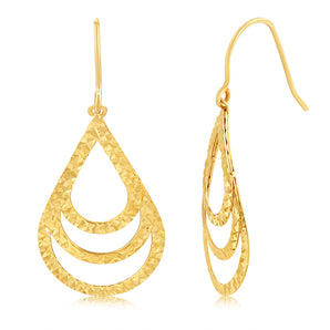 9ct Yellow Gold Triple Pear Drop Earrings