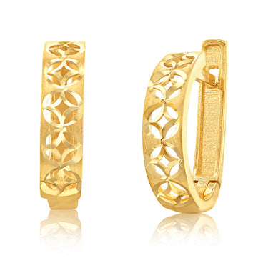 9ct Yellow Gold Diamond Cut Fancy Hoop Earrings