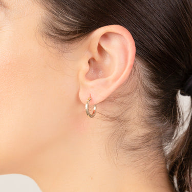 9ct Yellow Gold Greek Key 10mm Hoop Earrings