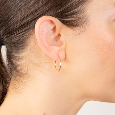 9ct Yellow Gold Greek Key 15mm Hoop Earrings