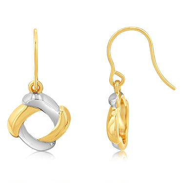 9ct Yellow And White Gold Abstract Circle Drop Earrings