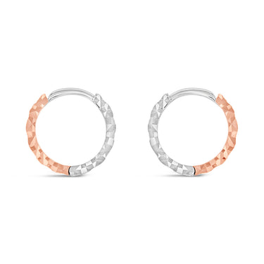 9ct Rose And White Gold Two Toned Patterned Hoop Earrings
