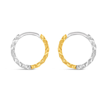 9ct Yellow And White Gold Two Tone Patterned Hoop Earring