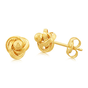 9ct Yellow Gold Knot & Ball 2.5mm Stud Earrings