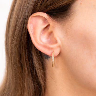 9ct Yellow Gold 15mm Textured Hoop Earrings