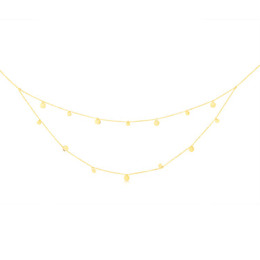 9ct Yellow Gold Round Disc Charms On Double 42cm Chain