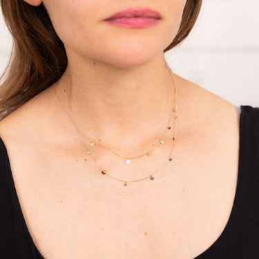 9ct Yellow Gold Round Disc Charms On Double 42cm Chain