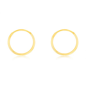 9ct Yellow Gold Plain 10mm Sleeper Earrings