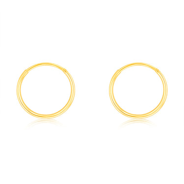 9ct Yellow Gold Plain 10mm Sleeper Earrings