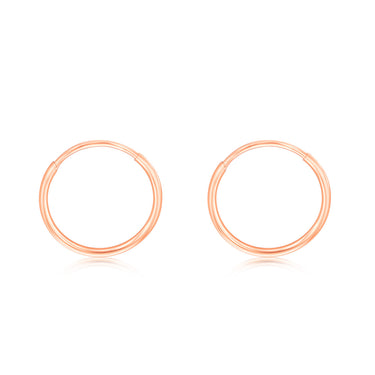 9ct Rose Gold Plain 10mm Sleeper Earrings