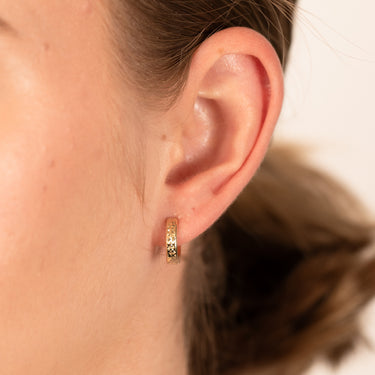 9ct Yellow Gold Textured Fancy Hoop Earring