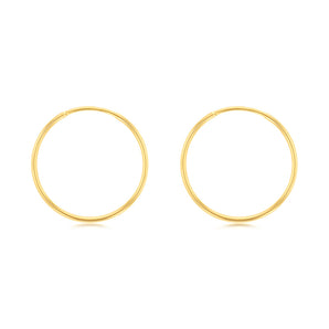 9ct Yellow Gold Plain 15mm Sleeper Earrings