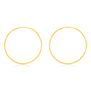 9ct Yellow Gold Plain 25mm Sleeper Earrings