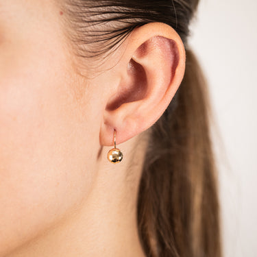 9ct Yellow Gold Diamond Cut 6.9mm Flat Ball Euroball Hook Earrings