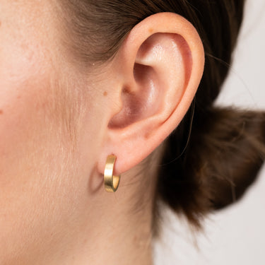 9ct Yellow Gold Matt Finish Oval Huggie Hoop Earrings