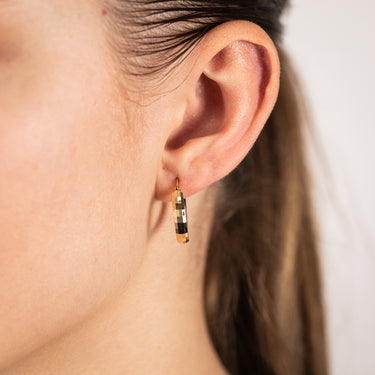 9ct Yellow Gold Double Side Diamond Cut Hoop Earrings