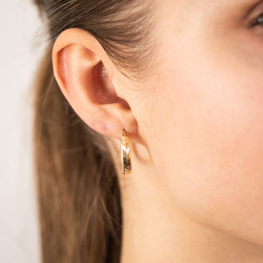 9ct Yellow Gold Double side Diamond Cut Hoop Earrings