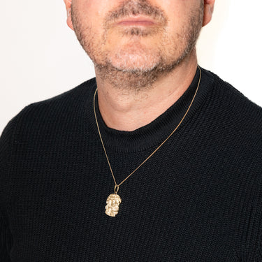 9ct Yellow Gold Diamond Cut Jesus Head Pendant