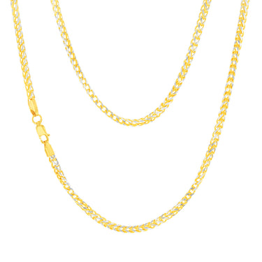 9ct Yellow And White Solid Gold Two Tone 8 Side Diamond Cut Franco Chain