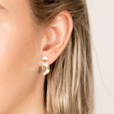 9ct Yellow Gold Textured Oval Drop Earrings