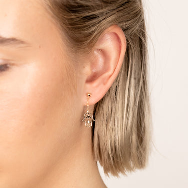 9ct Yellow Gold Hand Of Fatima Drop Earrings