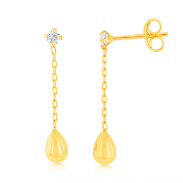 9ct Yellow Gold Tear Drop Earrings