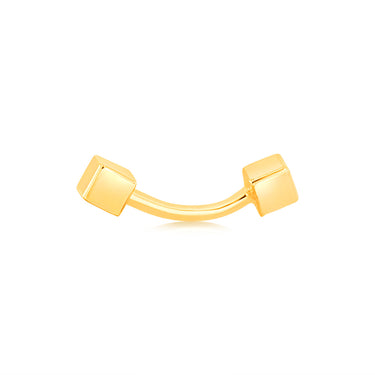 9ct Yellow Gold Two Cube Curved Piercing Barbell Body Jewellery
