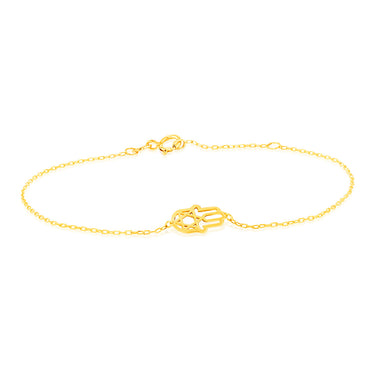 9ct Yellow Gold Hand Of Fatima 19cm Bracelet
