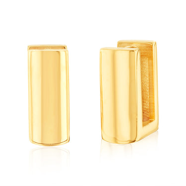 9ct Yellow Gold Rectangle Huggies Hoop Earrings