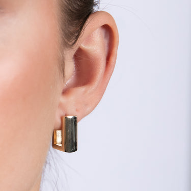 9ct Yellow Gold Rectangle Huggies Hoop Earrings