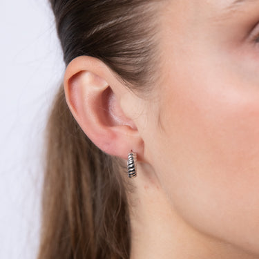 9ct White Gold Patterned 10.5mm Hoop Earrings