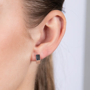 9ct White Gold Geometric Shape 9.7mm Hoop Earrings