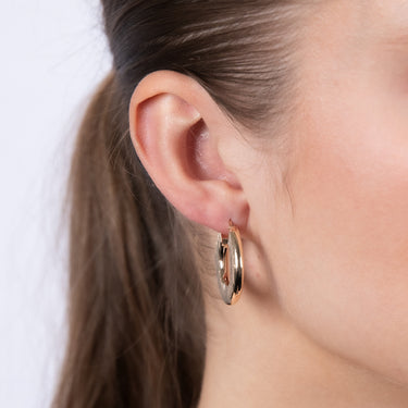 9ct Yellow Gold Double Side Texture Round Hoop Earrings