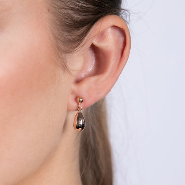 9ct Rose Gold Diamond Cut Tear Drop Earring