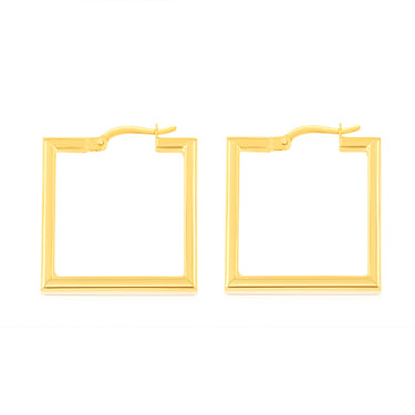 9ct Yellow Gold Polished Square 19mm Hoop Earrings
