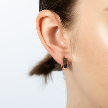 9ct Rose Gold Broad Geometric Huggie 11.8mm Hoop Earrings