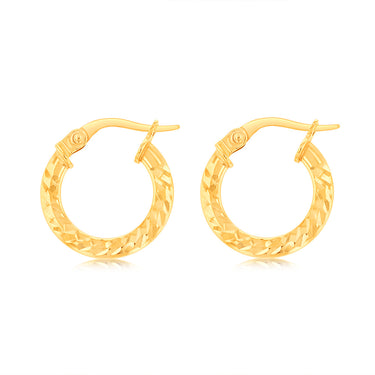 9ct Yellow Gold Wise 10mm Hoop Earrings