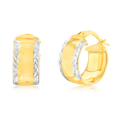 9ct Yellow Gold Polished Broad 10mm Hoop Earrings