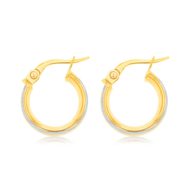 9ct Yellow Gold Polished Broad 10mm Hoop Earrings