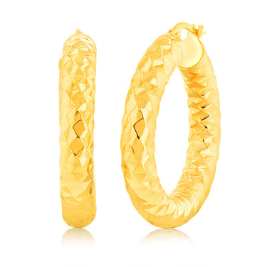 9ct Yellow Gold Patterned 20mm Hoop Earrings