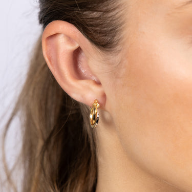 9ct Yellow and White Two-Tone Gold Elongated Hoop Earrings