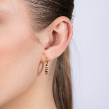 9ct Yellow Gold Bubble 15mm Hoop Earrings