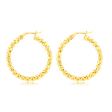 9ct Yellow Gold Bubble 20mm Hoop Earrings
