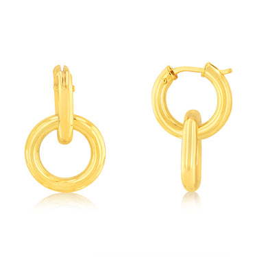 9ct Yellow Gold Entwined Circles Hoop Earrings
